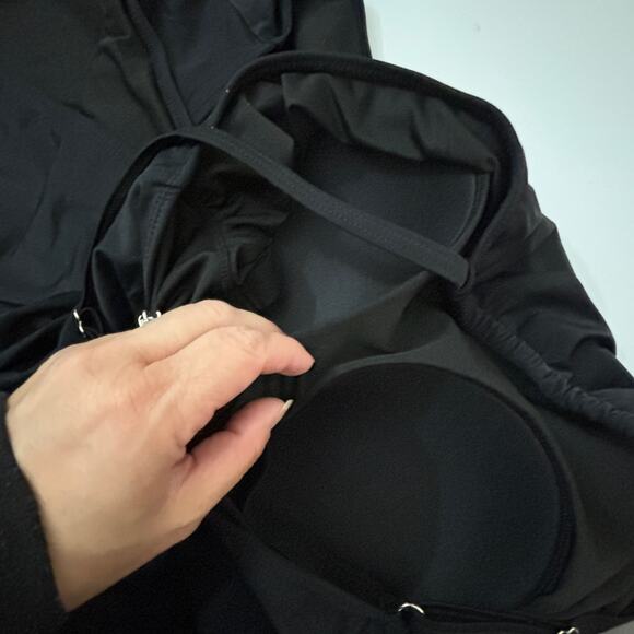 Tempt Me Black High Neck Ruched Two Piece Tankini Swimsuit NWT Size 22W FLAW - Picture 10 of 12